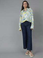 Kotty Women Spread Collar Floral Printed Cotton Oversized Casual Shirt