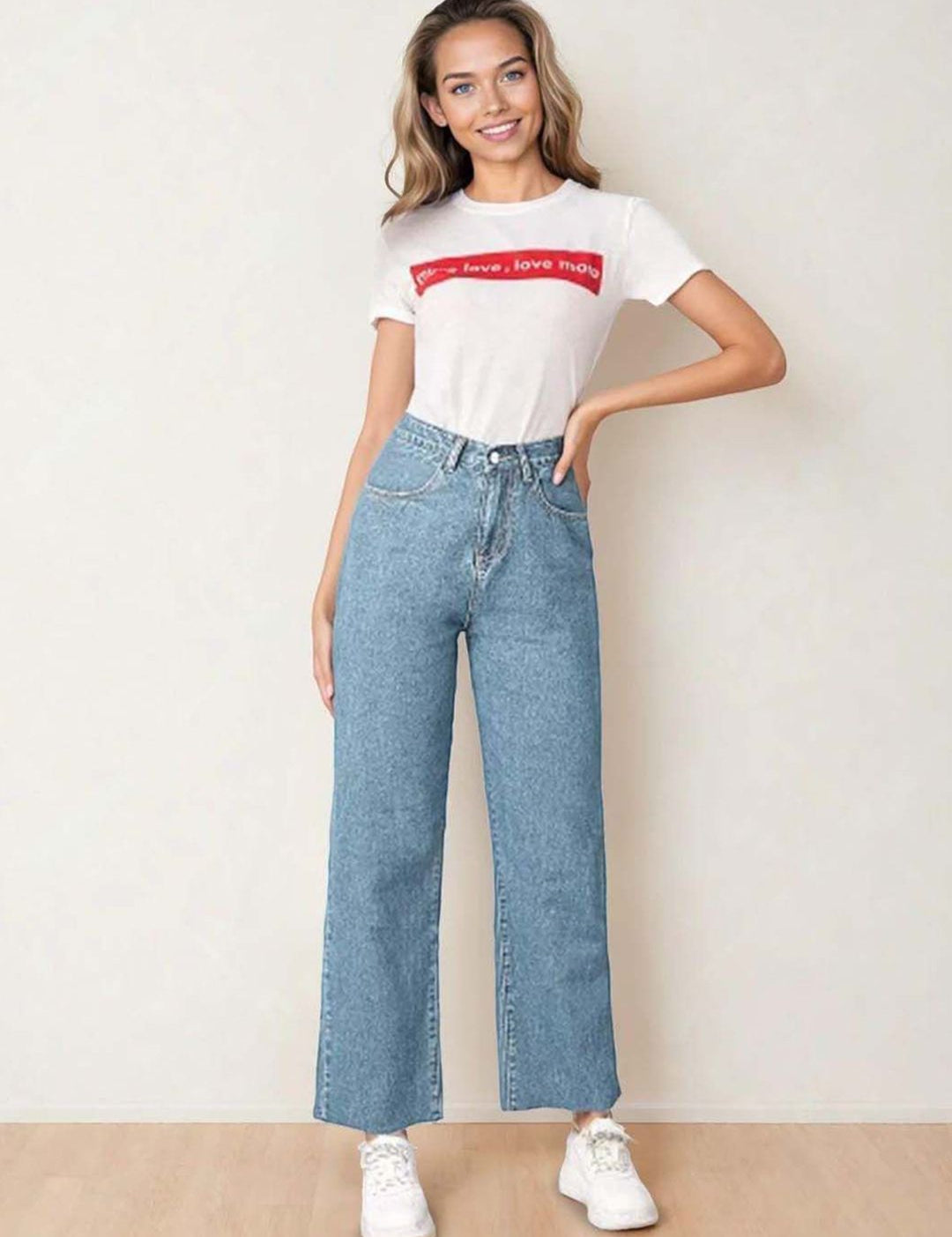 Kotty Women Straight Fit High-Rise Clean Look Stretchable Cotton Jeans