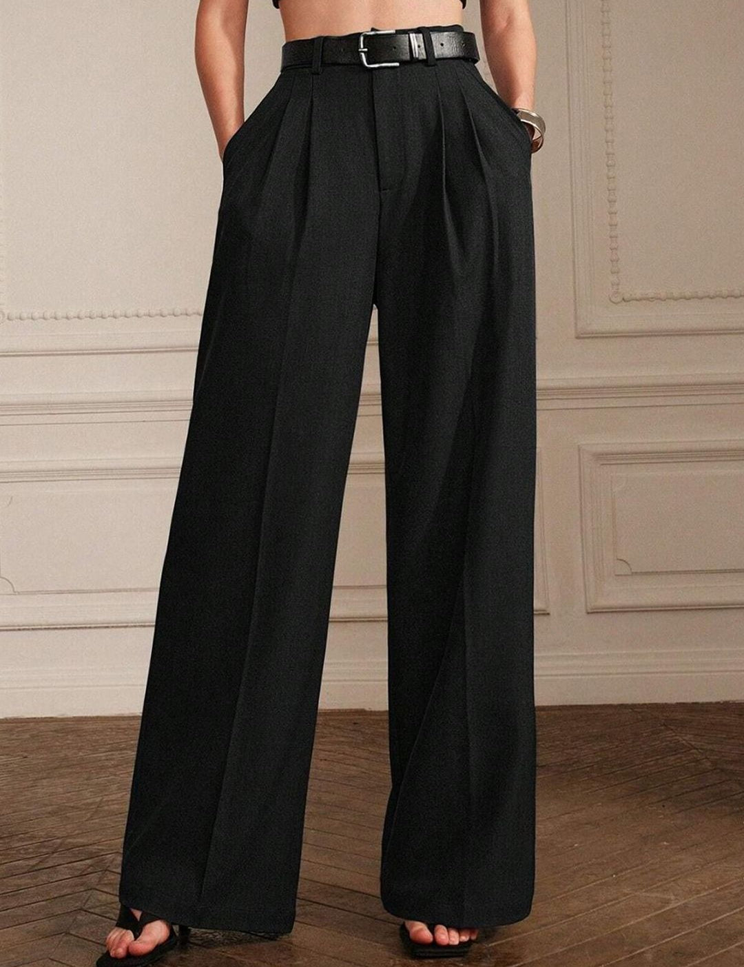 Kotty Women Relaxed Straight Leg High-Rise Pleated Wide Leg Trouser