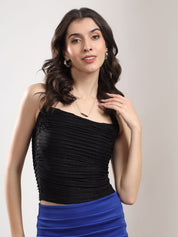 Kotty  Women Ribbed Horizontal Stripes Fitted Top