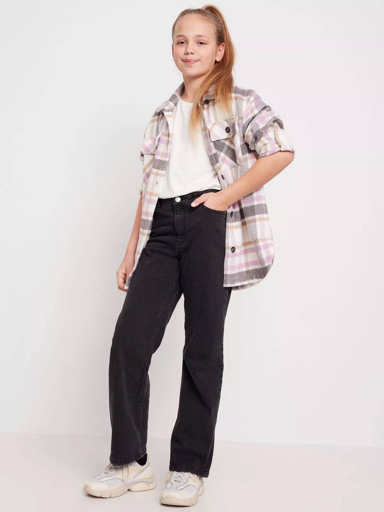 KOTTY Girls Flared Mid Rise Black Jeans