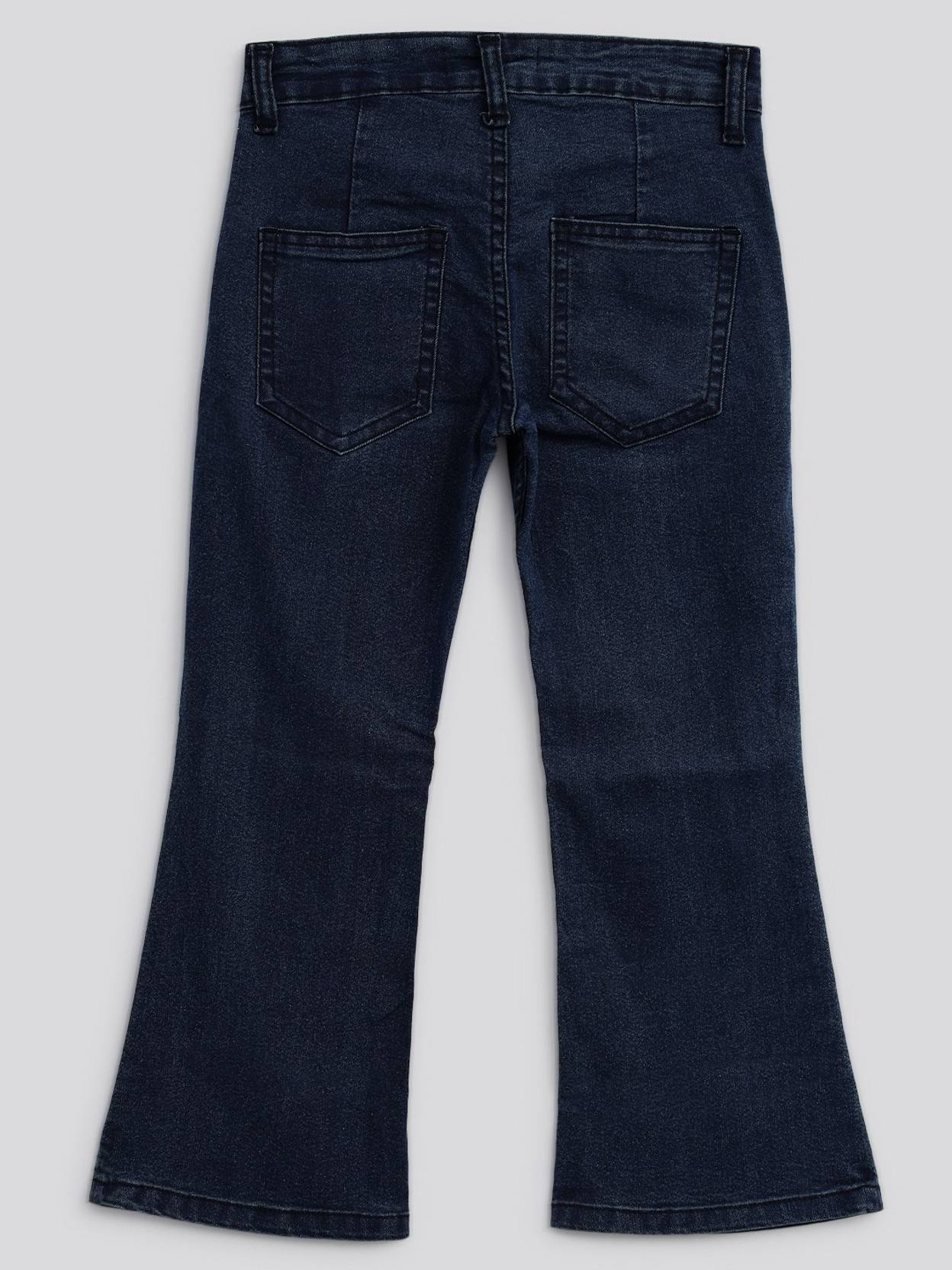 KOTTY Girls Flared Mid Rise Dark Blue Jeans