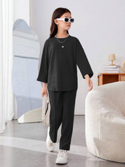 KOTTY  Girls Maxi/Full Length Casual Dress  (Black, Full Sleeve)