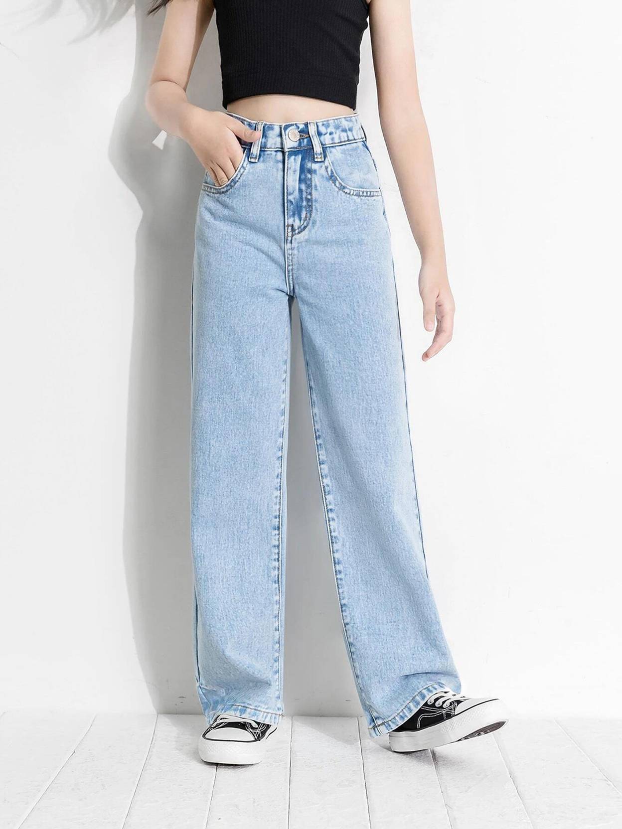 KOTTY Girls Regular High Rise Light Blue Jeans