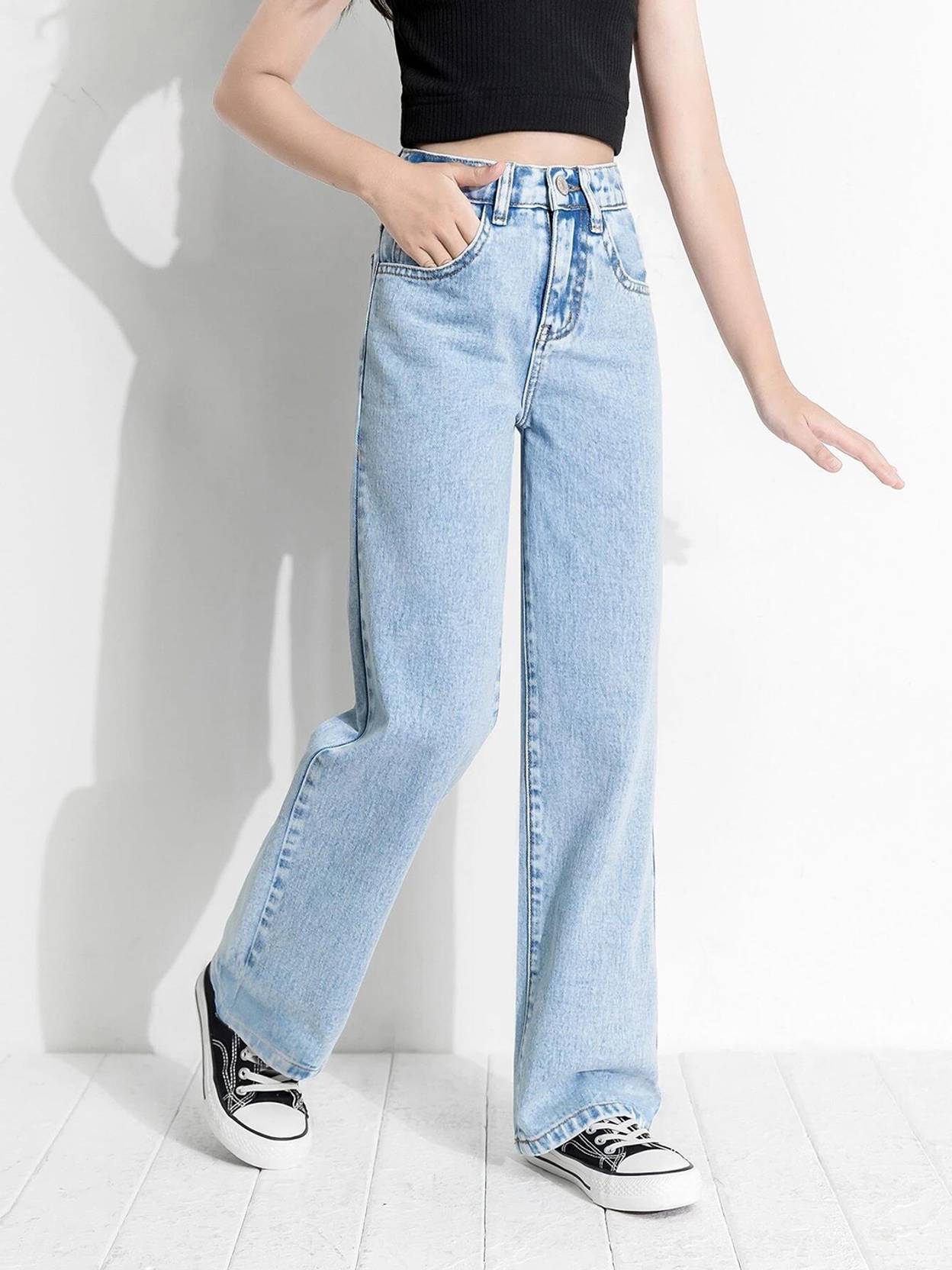KOTTY Girls Regular High Rise Light Blue Jeans