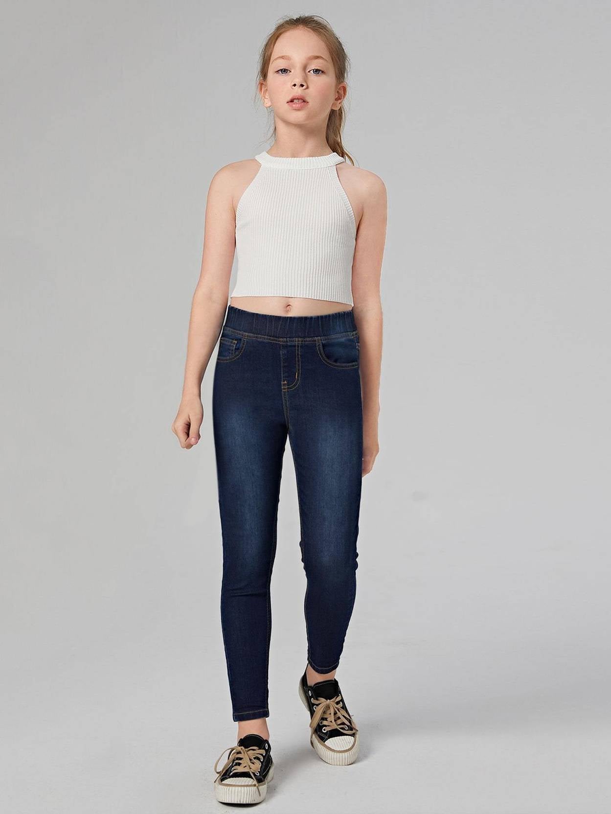 KOTTY Girls Skinny Mid Rise Blue Jeans