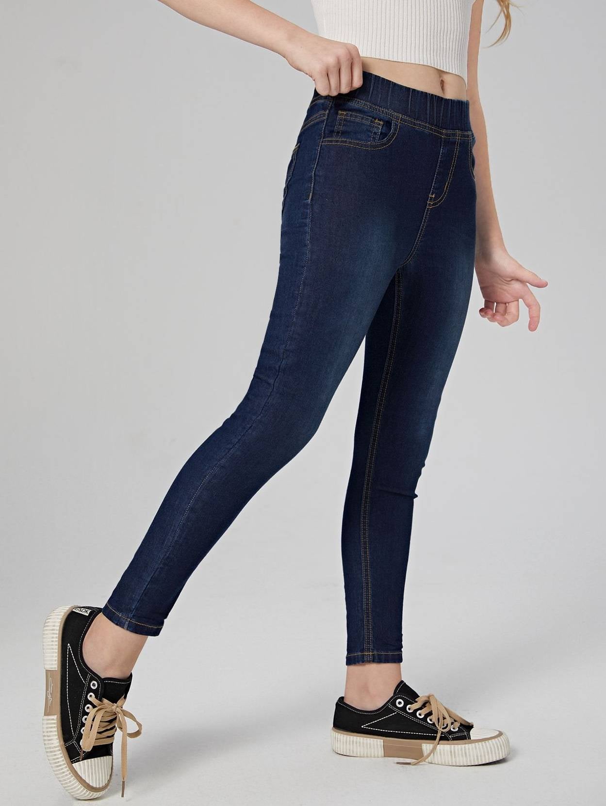 KOTTY Girls Skinny Mid Rise Blue Jeans