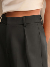 Kotty Women High-Rise Relaxed Straight Leg Pleated Wide Leg Trousers