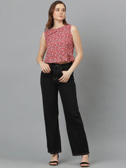 Kotty Floral Print Crepe Peplum Top