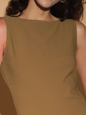 Kotty Women Solid Boat Neck Sleeveless Maxi Dress