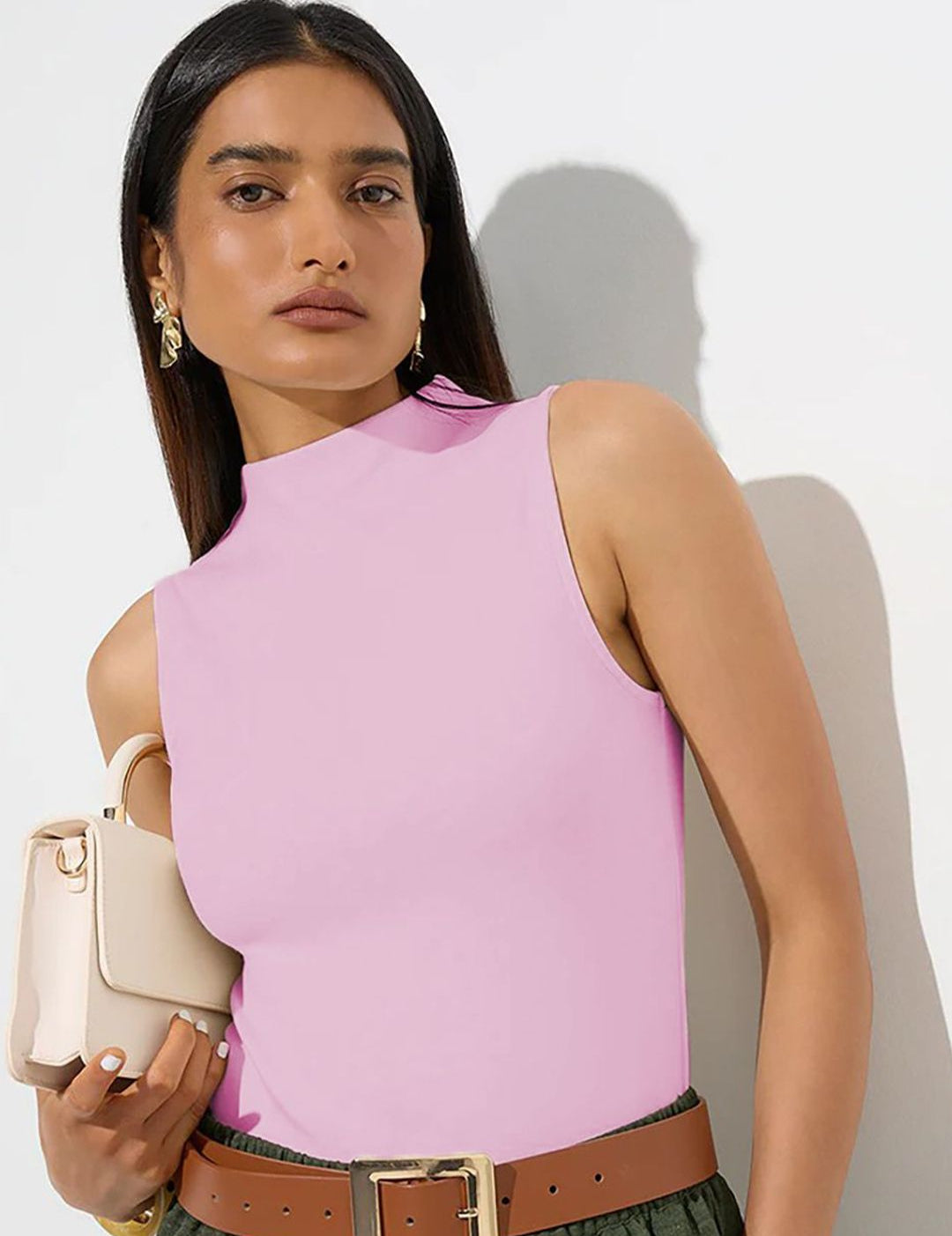 Kotty Women High Neck Sleeveless Fitted Top