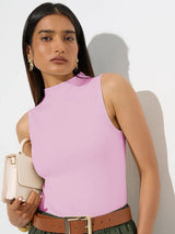 Kotty Women High Neck Sleeveless Fitted Top
