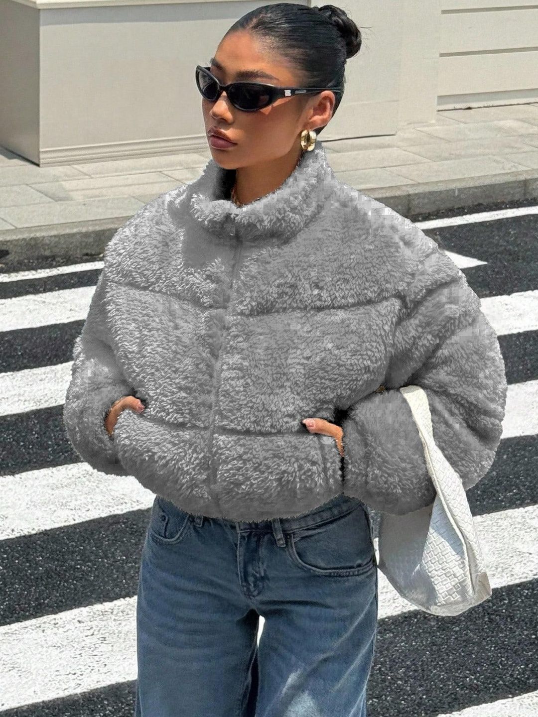 Kotty Women Woollen Crop Open Front Jacket