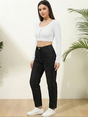 Kotty Top Snow White Women's Crop Long-Sleeve Fashion