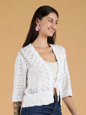 Kotty Women Open Knit Three-Quarter Sleeves