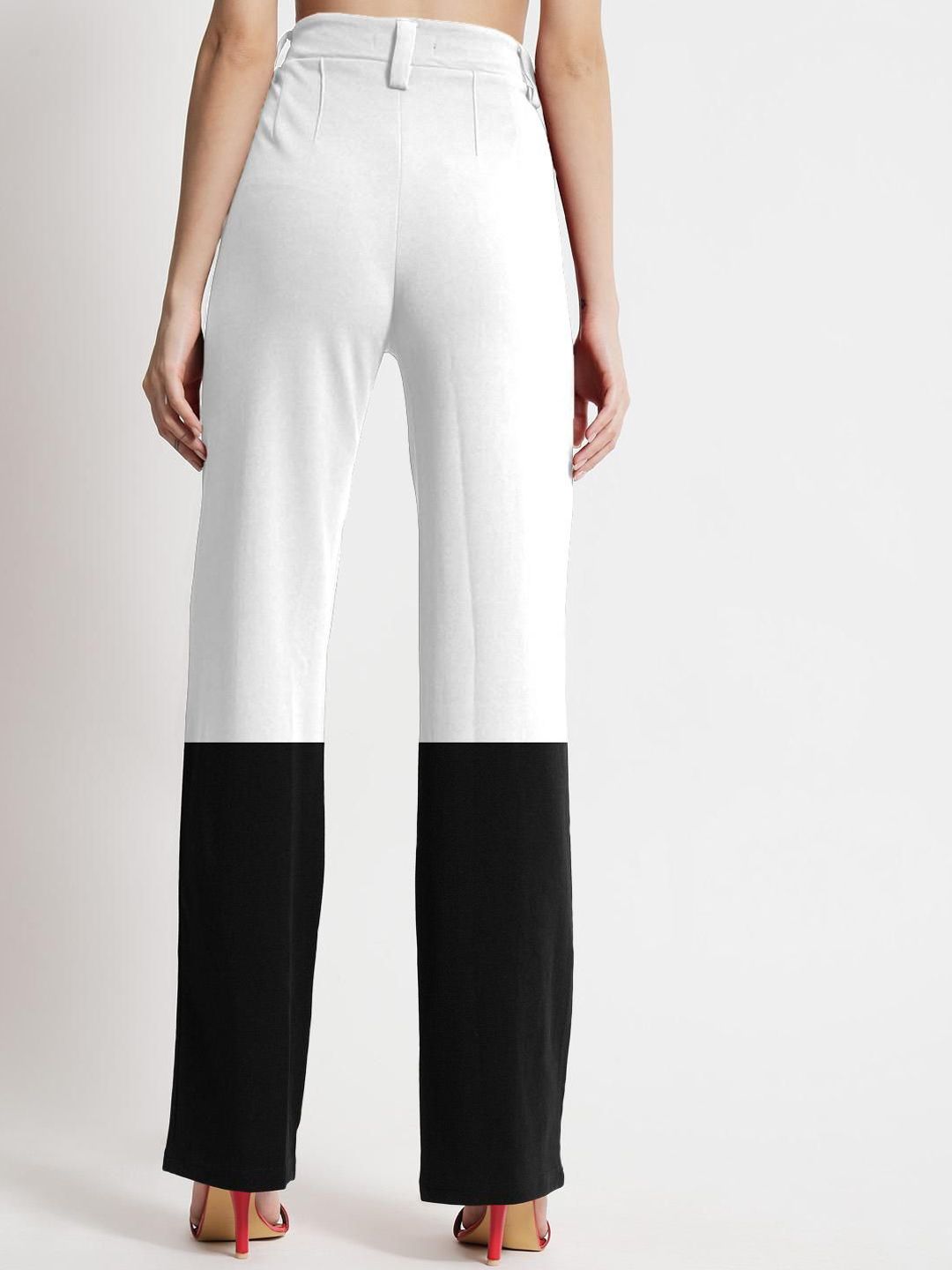 Kotty Women Colourblocked High-Rise Pleated Regular Trousers