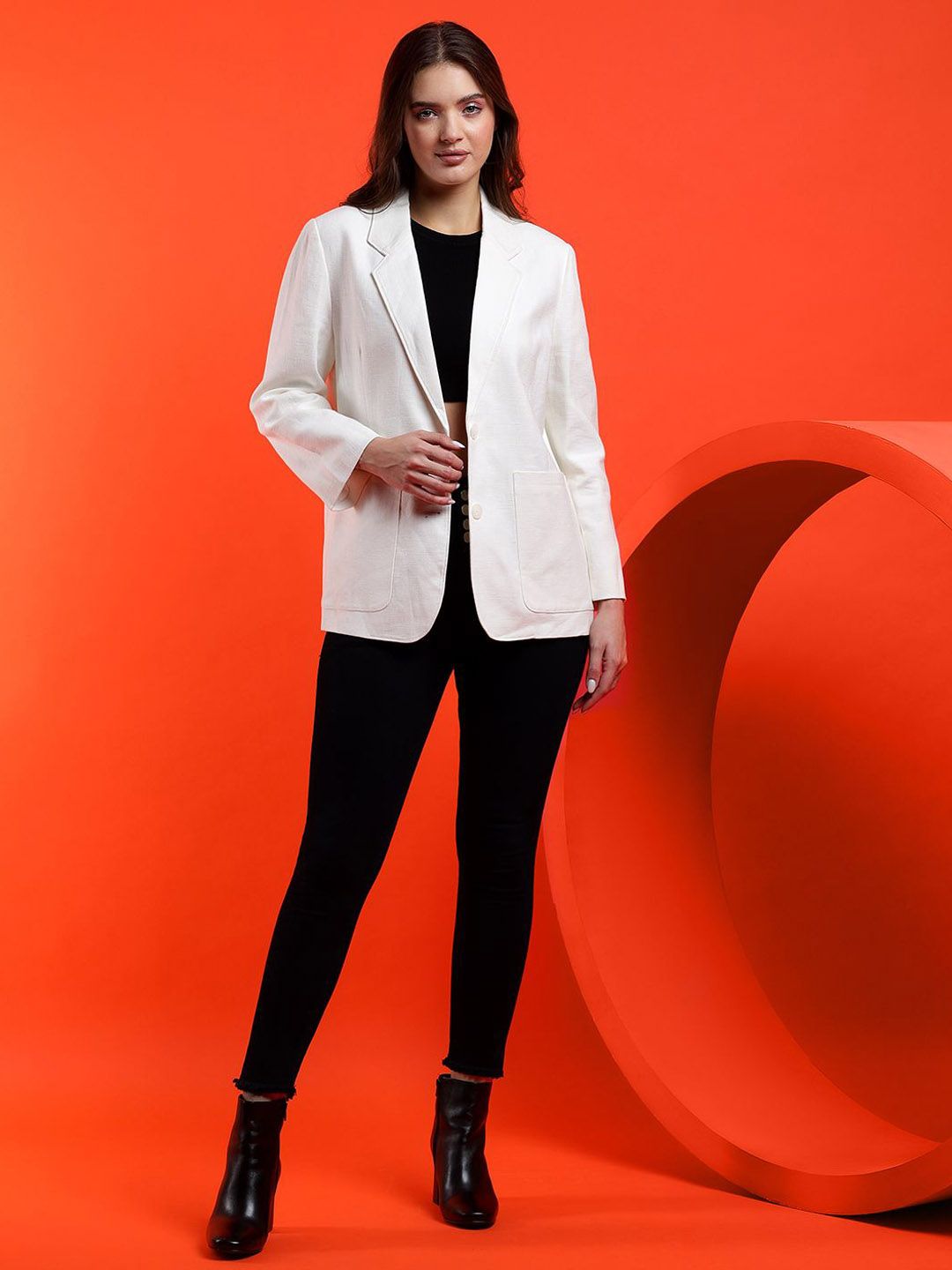 Kotty Notched Lapel Collar Long Sleeves Overcoat