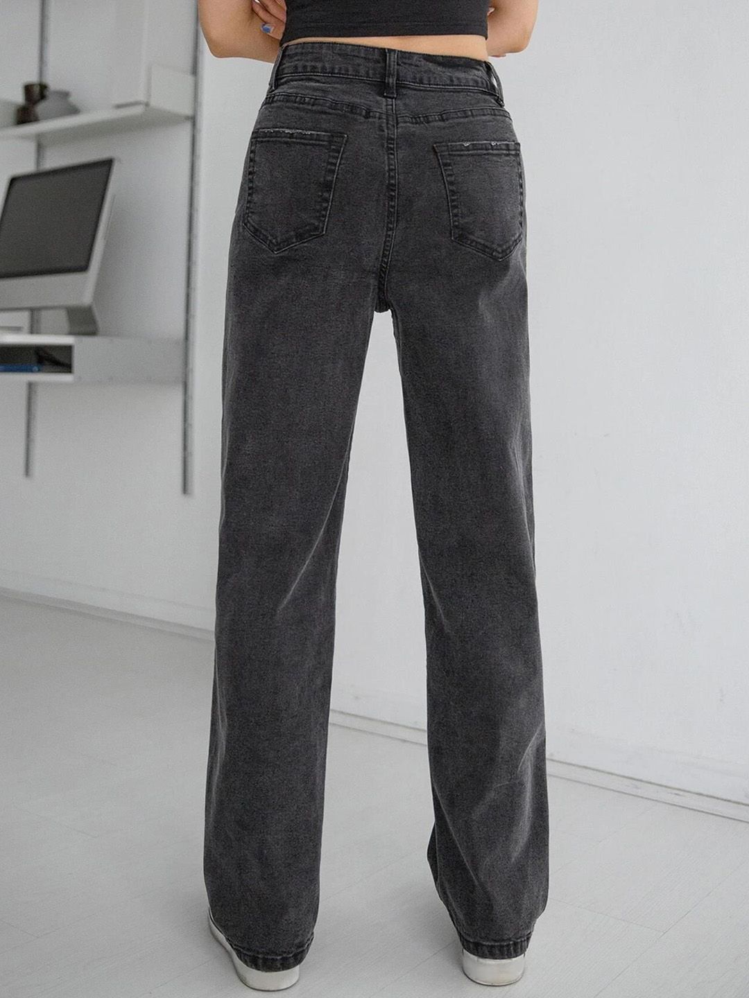 Kotty Women Straight Fit High-Rise Stretchable Cotton Jeans