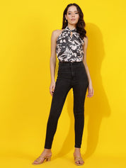 Kotty Women Floral Printed Choker Neck Top