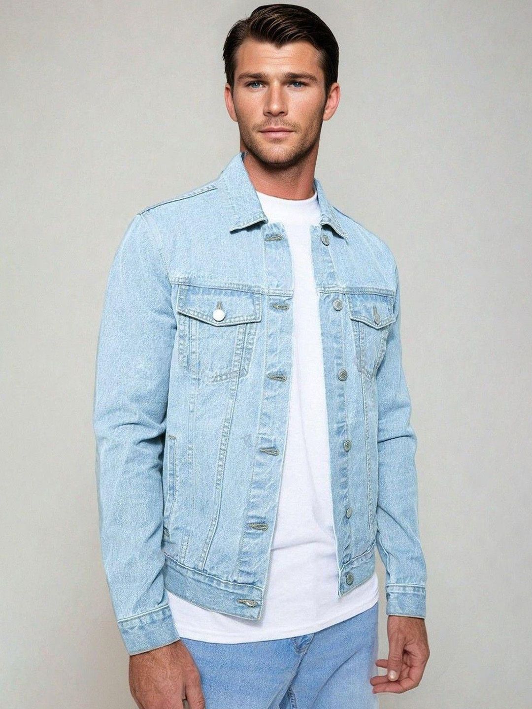 Kotty Men Solid Denim Jacket