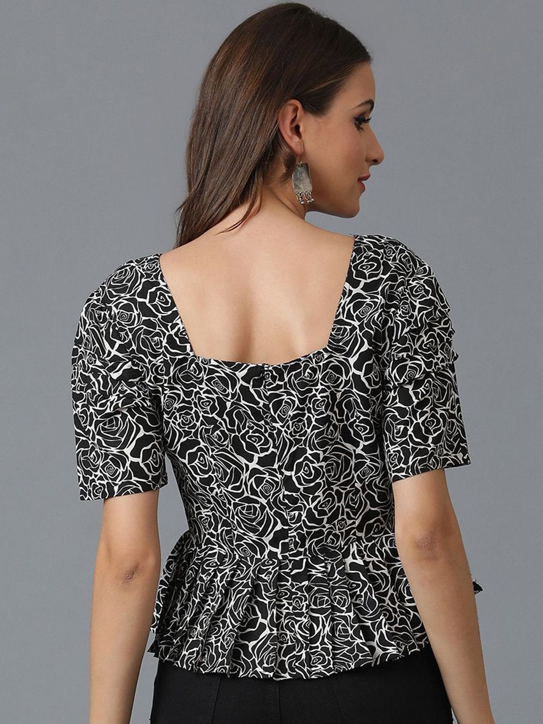 Kotty Women Abstract Printed Peplum Top