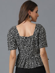 Kotty Women Abstract Printed Peplum Top