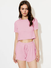 Kotty Casual Round Neck T-Shirt and Shorts Set