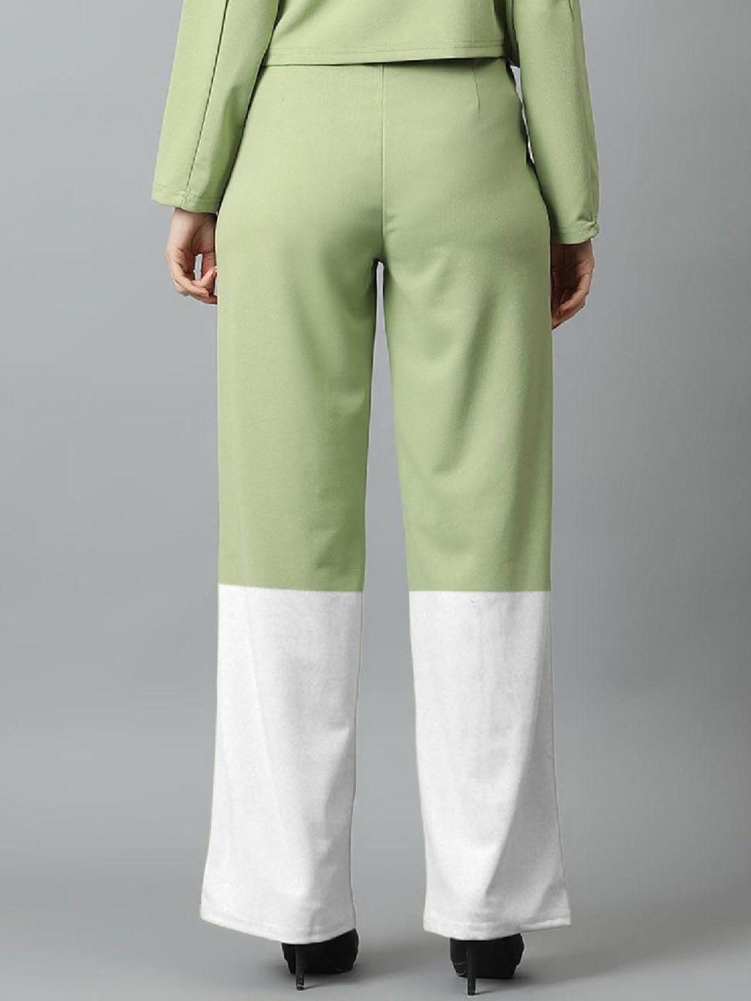 Kotty Women Solid Colourblocked High-Rise Easy Wash Trousers