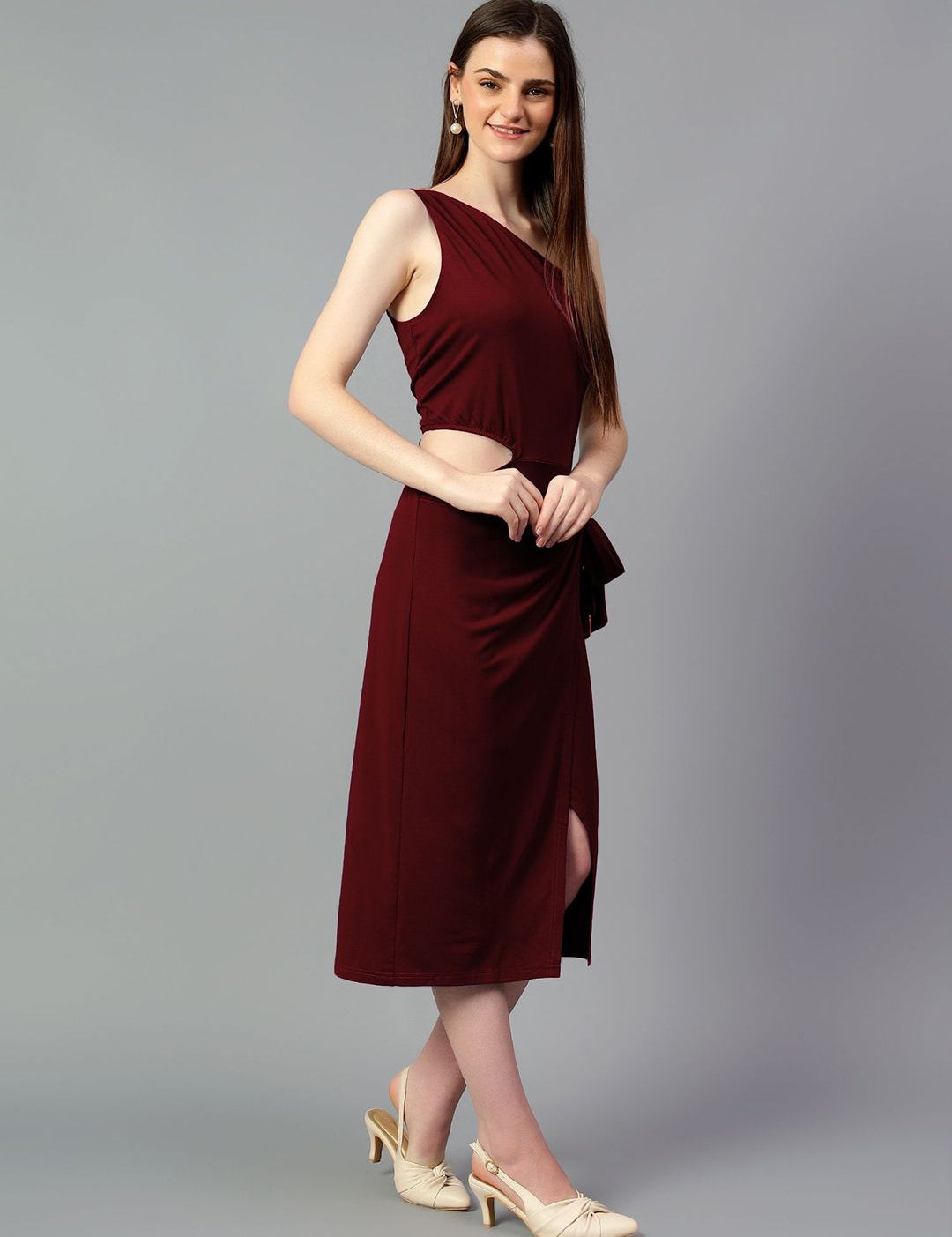 Kotty One Shoulder Sheath Midi Dress