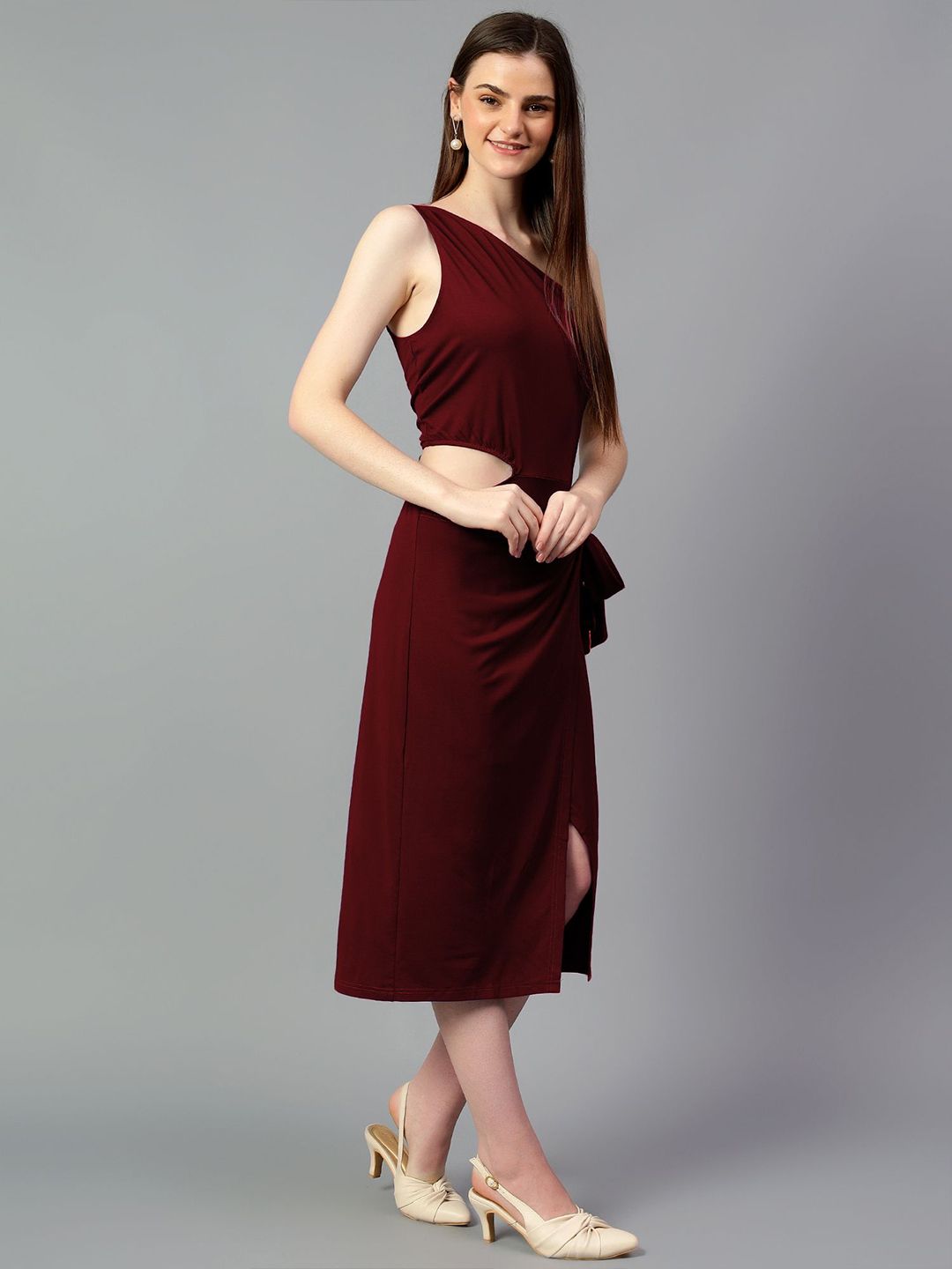 Kotty One Shoulder Sheath Midi Dress
