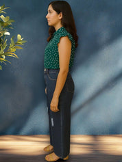 Kotty Women Wide-Leg High-Rise Mildly Distressed Stretchable Jeans