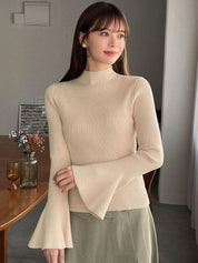 Kotty  Women Flared Sleeve Ribbed Top