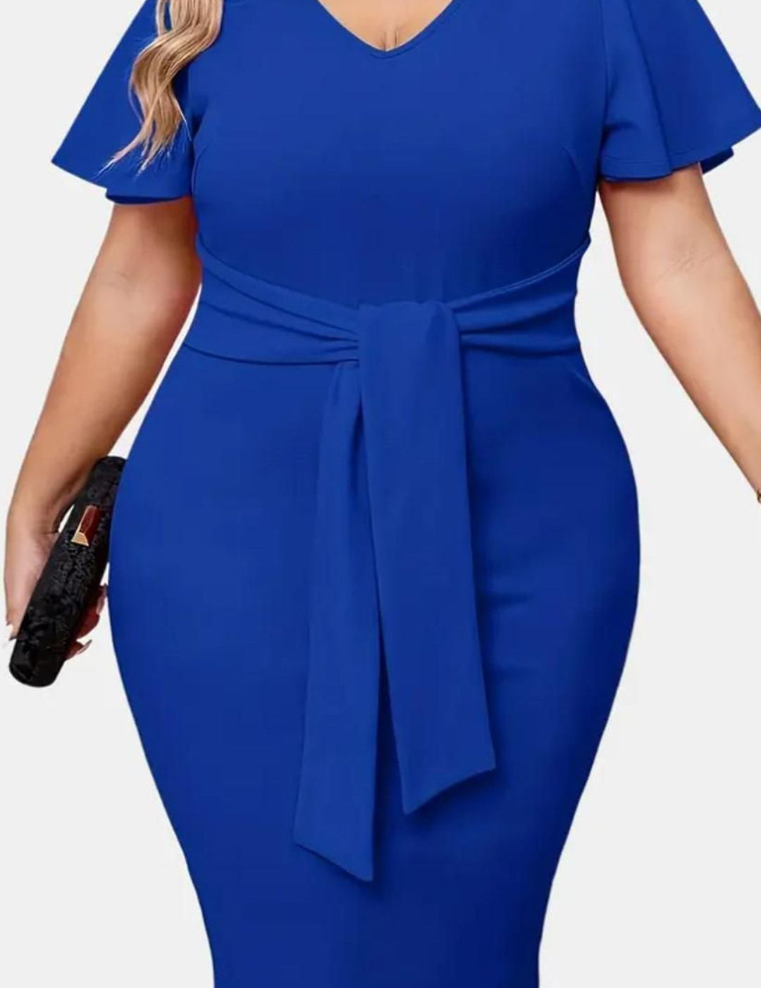 CURVE BY KOTTY Women V-Neck Plus Size Bodycon Knee Length Dress