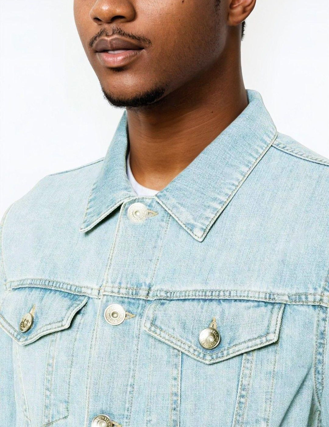 Kotty Men Solid Spread Collar Denim Jacket