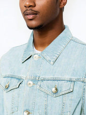 Kotty Men Solid Spread Collar Denim Jacket