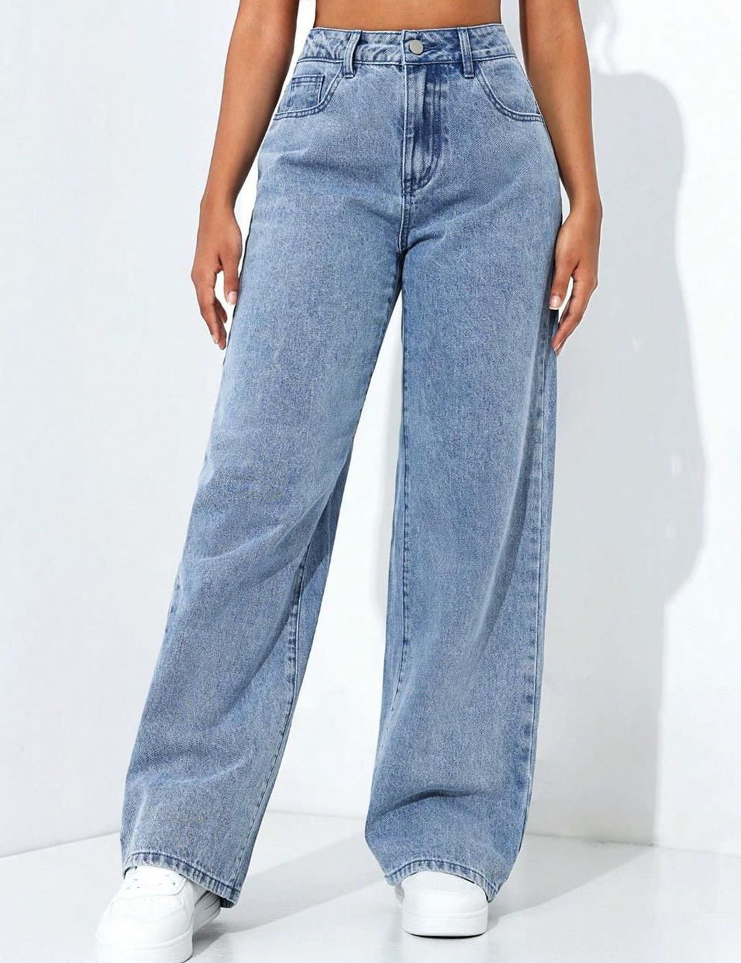 Kotty Women Baggy High-Rise Stretchable Cotton Jeans