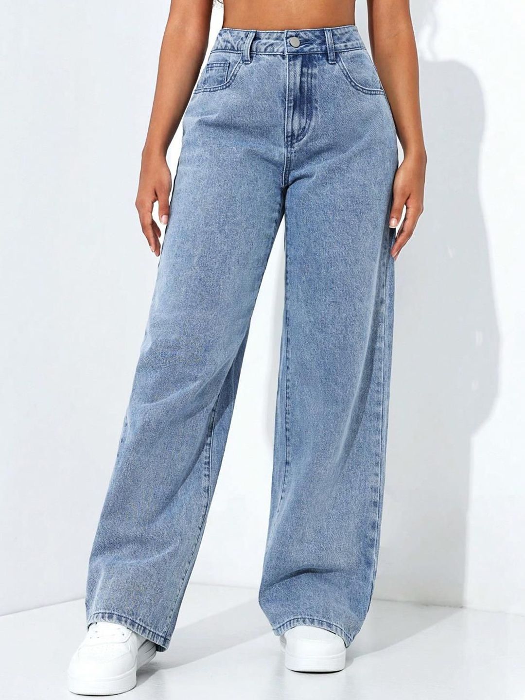 Kotty Women Baggy High-Rise Stretchable Cotton Jeans