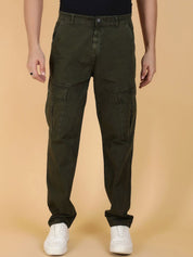Kotty Men Solid Easy Wash Cargos Trousers
