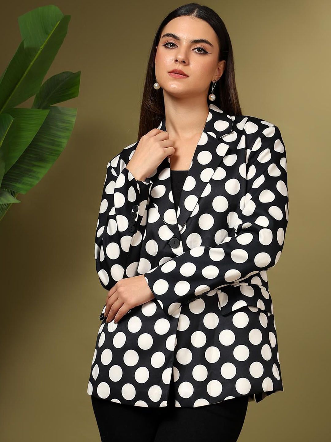 Kotty Printed Notched Lapel Single Breasted Blazer