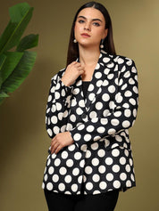 Kotty Printed Notched Lapel Single Breasted Blazer