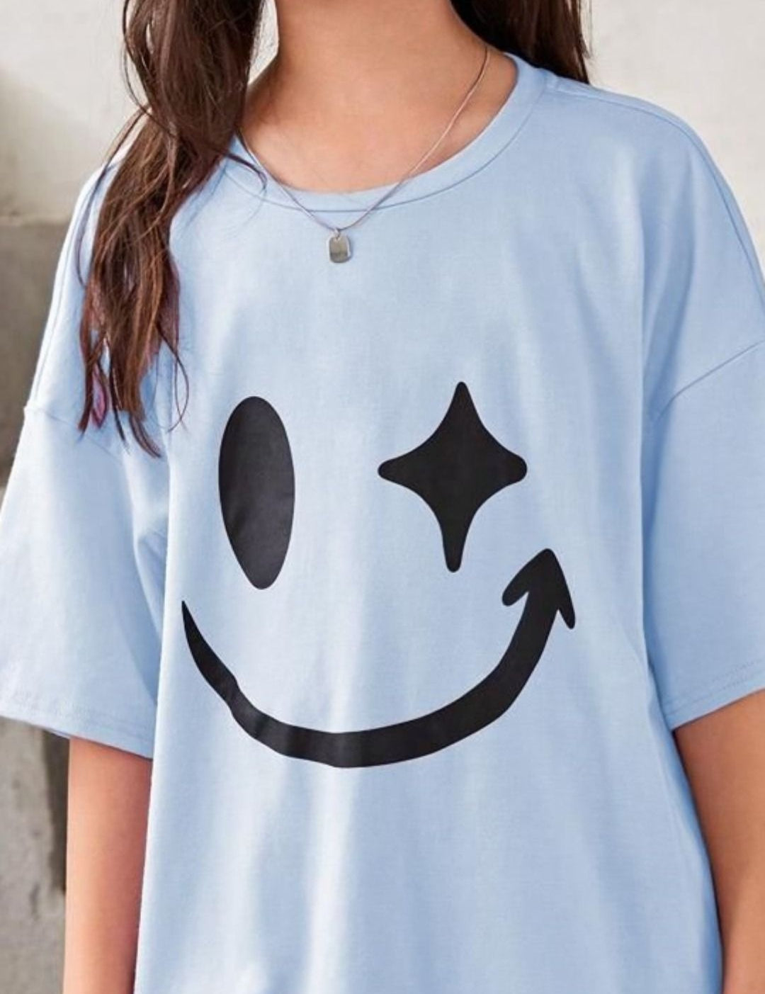 Kotty Girls Graphic Printed Round Neck Cotton Oversized T-shirt