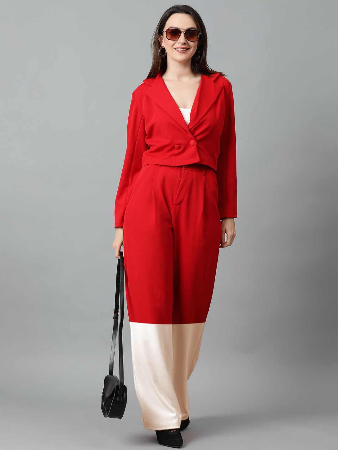 Kotty Women Colourblocked High-Rise Easy Wash Trousers