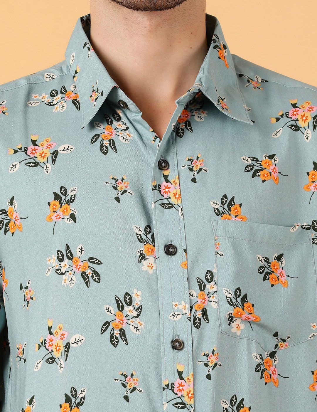 Kotty Men Relaxed Spread Collar Graphic Printed Cotton Casual Shirt