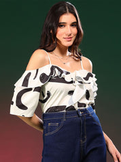 Kotty Women Abstract Printed Shoulder Straps  Top