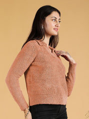 Kotty Women Shirt Collar Crop Pullover