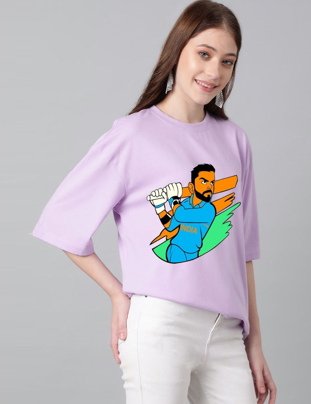 Kotty Women Graphic Printed Round Neck Cotton Oversized T-shirt