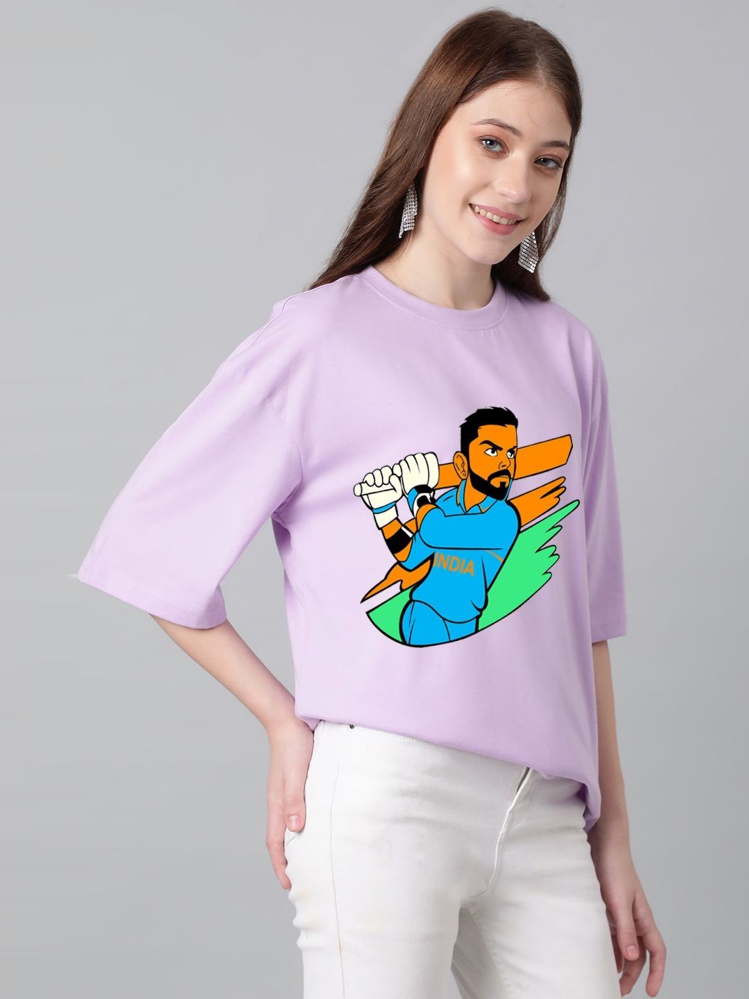 Kotty Women Graphic Printed Round Neck Cotton Oversized T-shirt