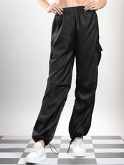 Kotty Women Jogger Fit High-Rise Parachute Trousers