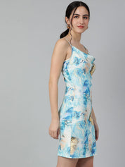 Kotty Women Floral Printed Shoulder Straps Bodycon Dress
