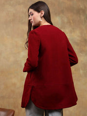 Kotty Solid Round Neck Overcoat